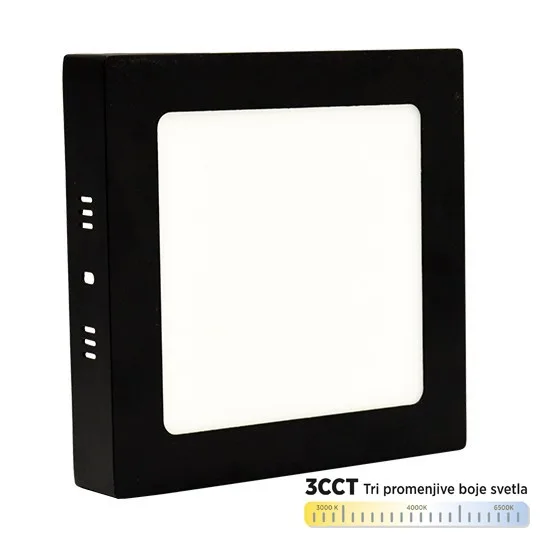 LED panel Mitea M12NK-BK-CCT 12W 3000~6500K crni nadgradni kvadratni