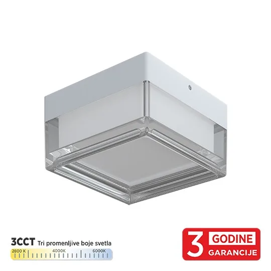 LED plafonjera Mitea M205750 9 W 3CCT IP65 130x130 mm, bela