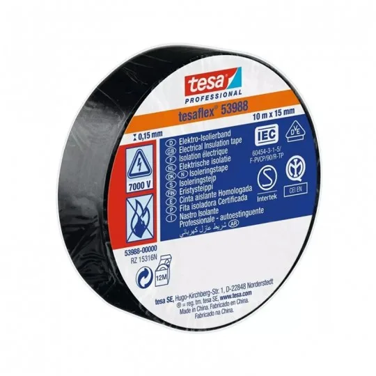 Izolaciona traka Tesa 53988 10 m × 15 mm crna
