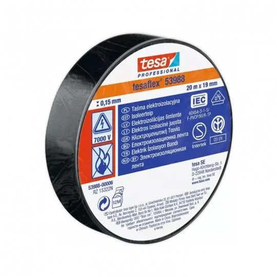 Izolir traka Tesa 20 m x 19 mm crna