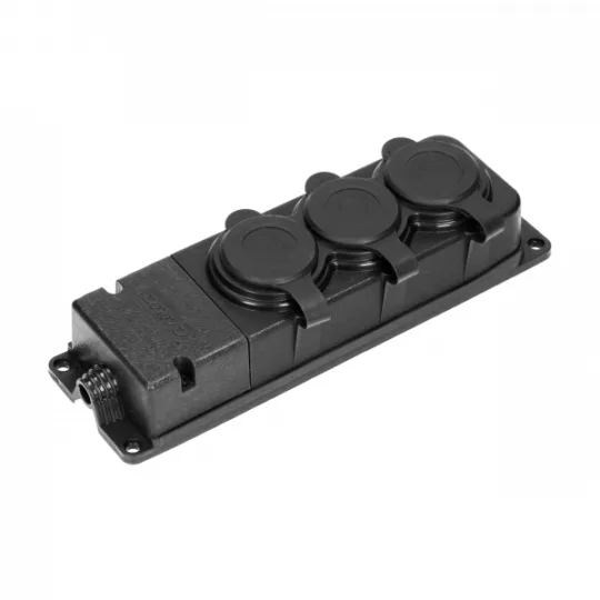 Gumena trostruka prenosna priključnica heavy-duty ORNO OR-AE-13166(GS) IP44, crna