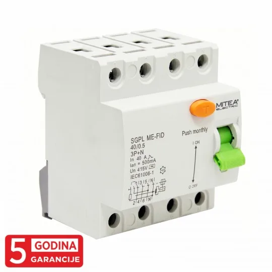 FID sklopka Mitea Electric 40A 3P+N 500mA SGPL