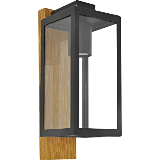 Spoljna zidna lampa Mitea M948 C 1xE27 crna + boja drveta IP54