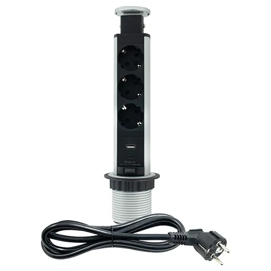 Nameštajska utičnica Mitea ME-PN-1203-USB/S-3 POPUP
