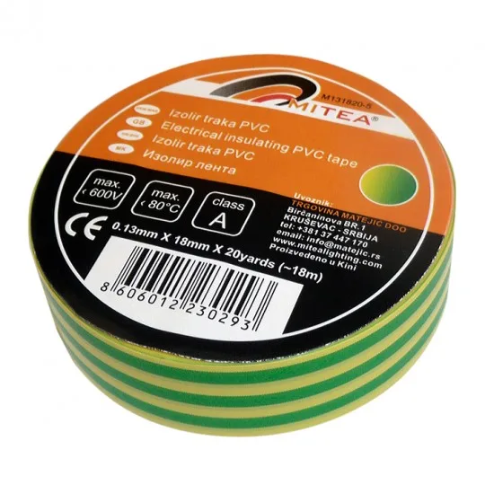 Izolir traka Mitea PVC 18mm 20yd žuto-zelena - Slika 2