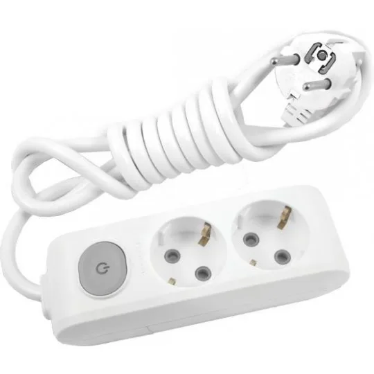 Dvostruka prenosna priključnica sa prekidačem Panasonic X-tendia 2MP 3x1,5 mm² 16 A 250 V 2 m WLTA0422-2WH, bela