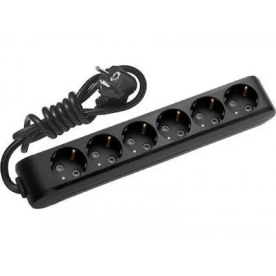 Šestostruka prenosna priključnica Panasonic X-tendia 6M 3x1,5 mm² 16 A 250 V 5 m WLTB0465-2BL, crna