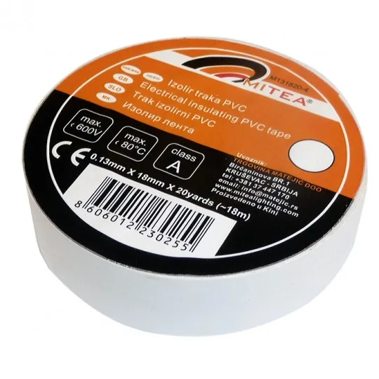 PVC izolir traka Mitea M131820-4 0,13 mm x 18 mm x 20 yd, bela – slika 3